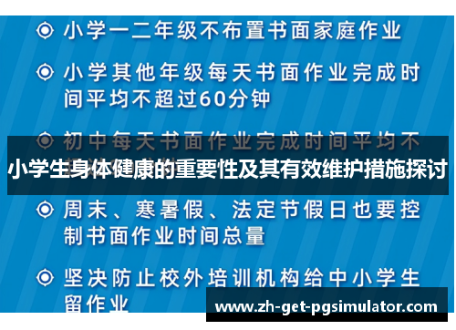 小学生身体健康的重要性及其有效维护措施探讨