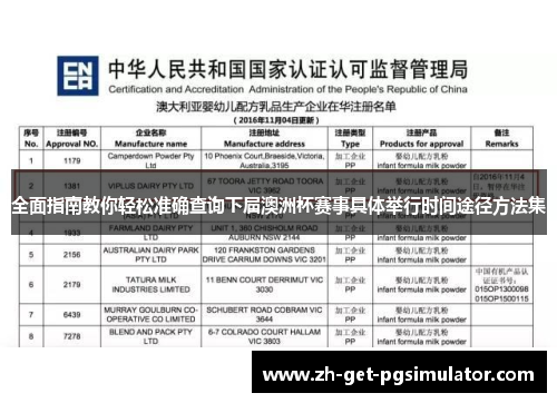 全面指南教你轻松准确查询下届澳洲杯赛事具体举行时间途径方法集